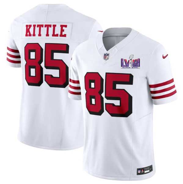 Men & Women & Youth San Francisco 49ers #85 George Kittle New White 2024 F.U.S.E. Super Bowl LVIII Patch Vapor Untouchable Limited Jersey